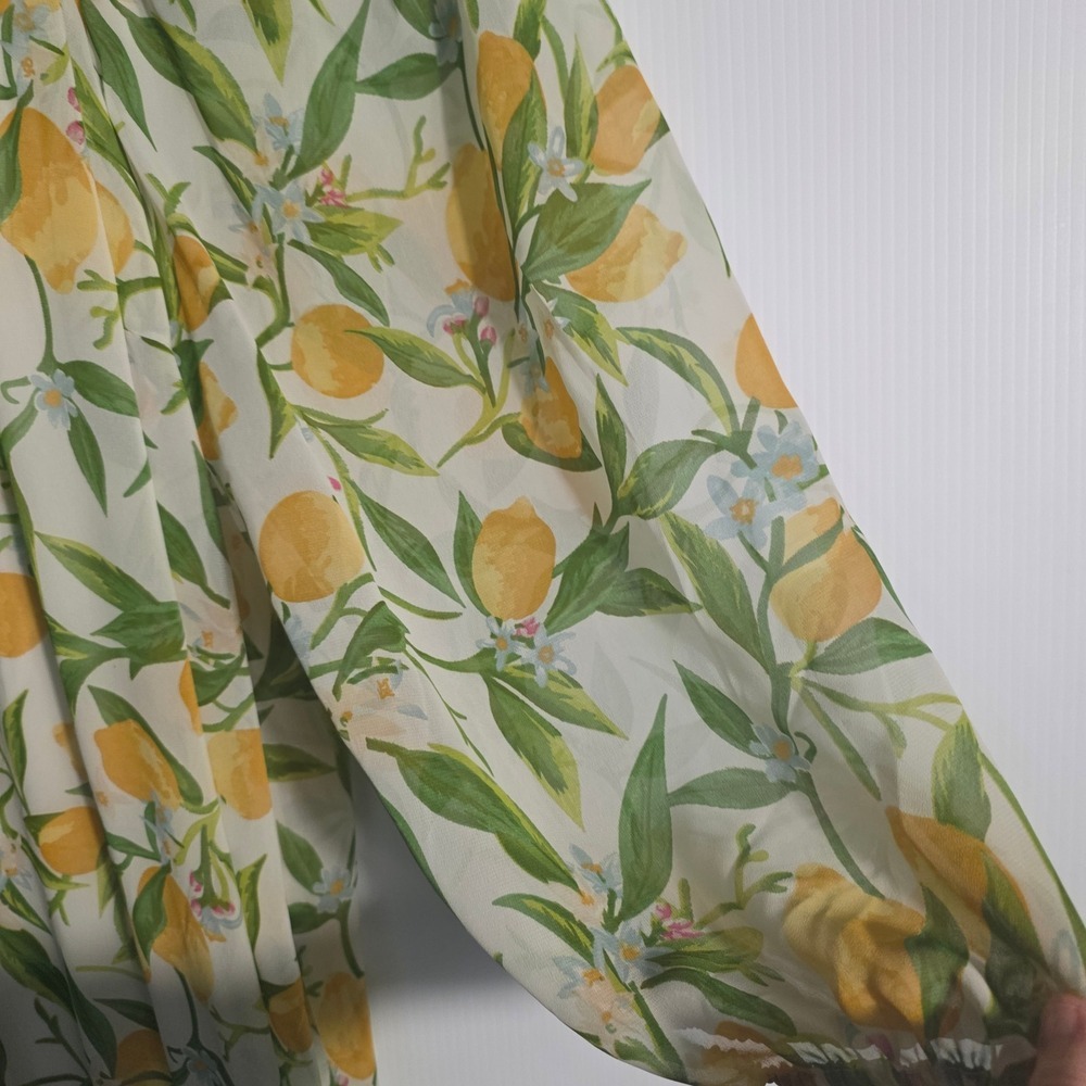 Ashley Stewart Lemon Print Cold Shoulder Dress Plus Size 30/32 NWT White Yellow - Picture 10 of 12